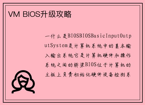 VM BIOS升级攻略